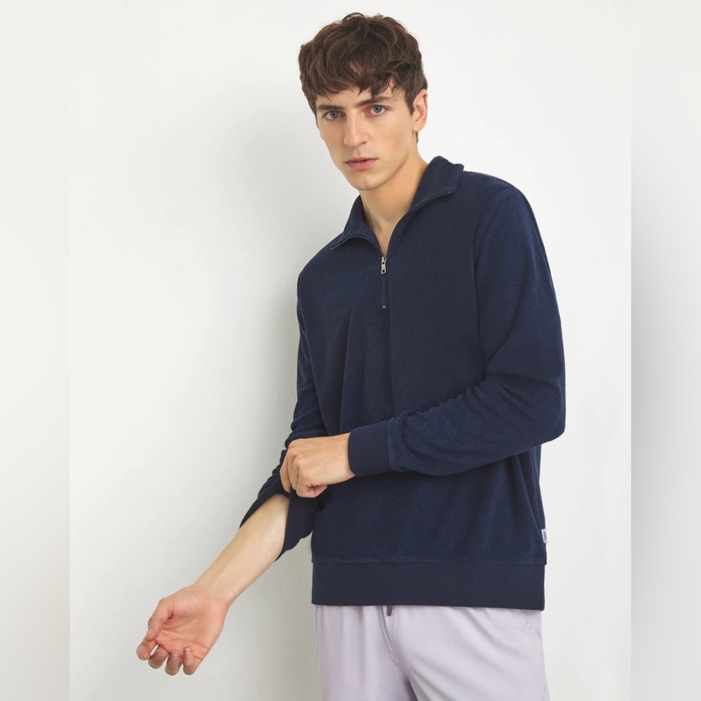 ONIA navy towel terry pullover